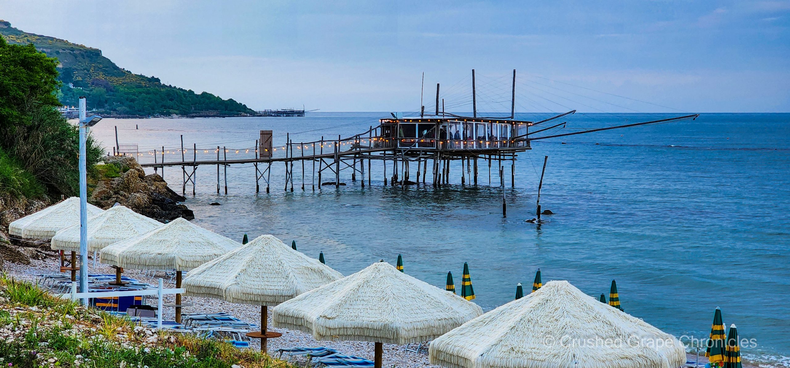 A wooden trabocco fishing platform above the Adriatic on the Trabocchi Coast